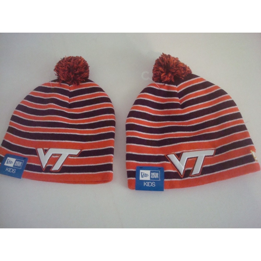 YOUTH 2PC LOT VIRGINIA CAVALIERS BEANIE‎ KNIT   HAT CAP VINTAGE DEADSTOCK 03